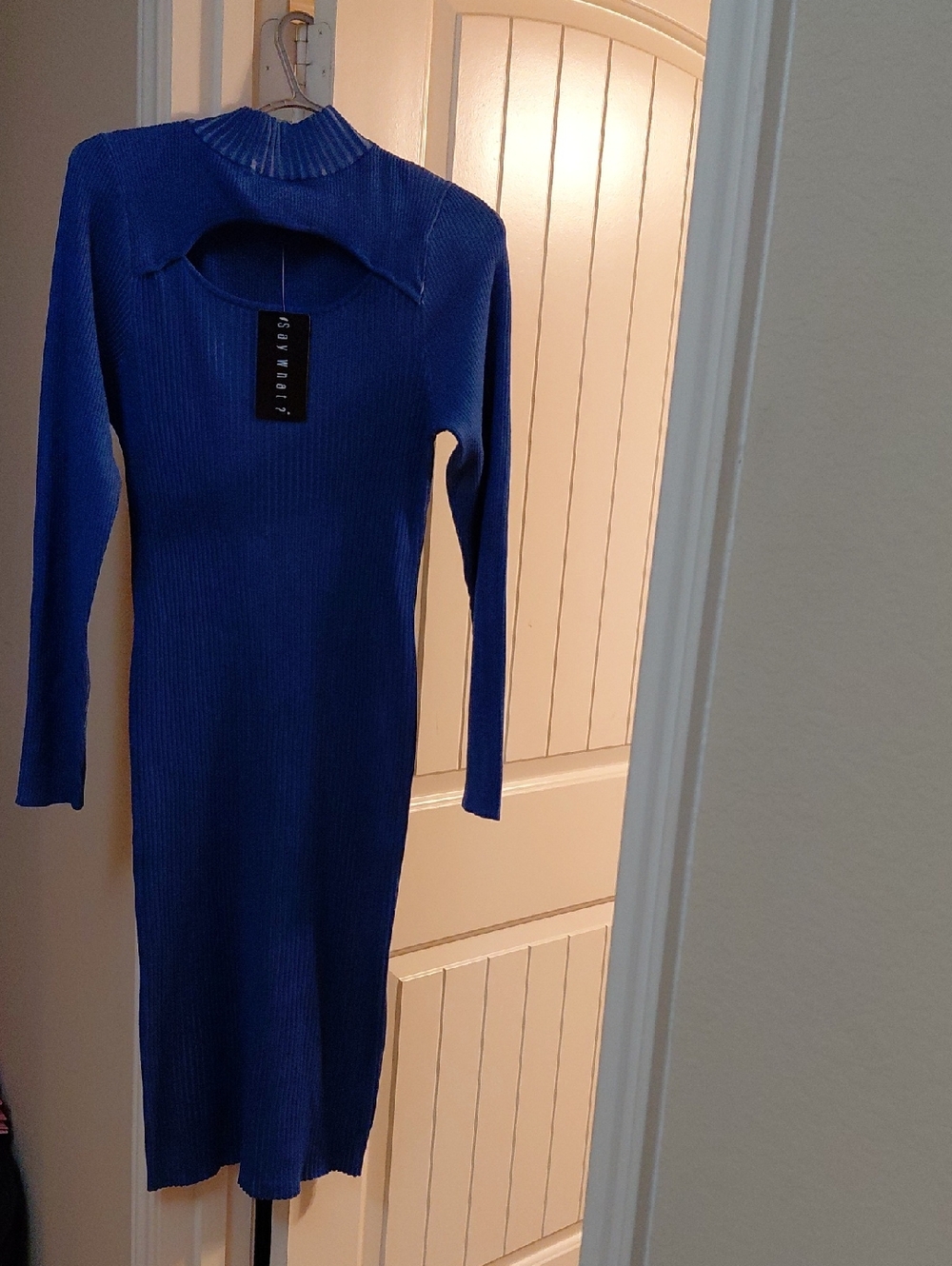 Ribbed Cutout Midi Dress - Royal Blue